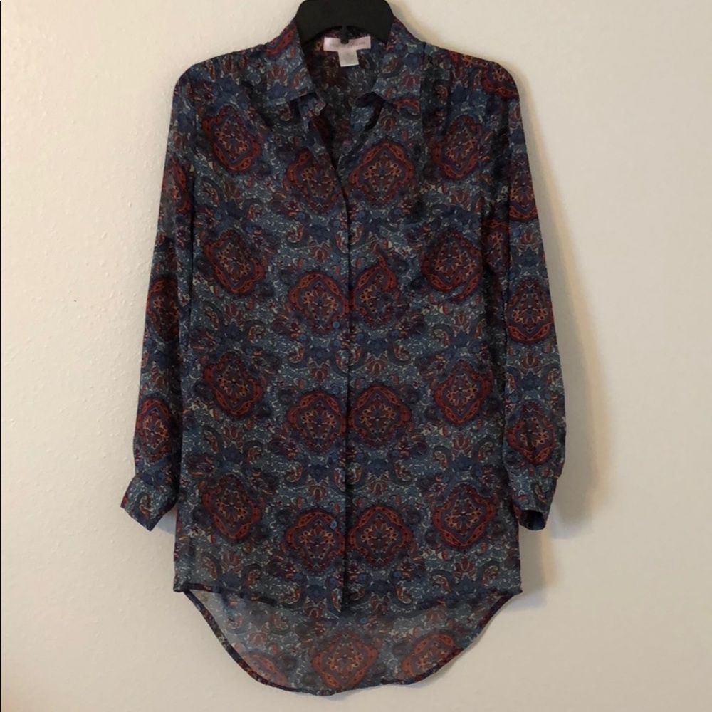 Band of Gypsies Sheer Roll Tab Sleeve Top